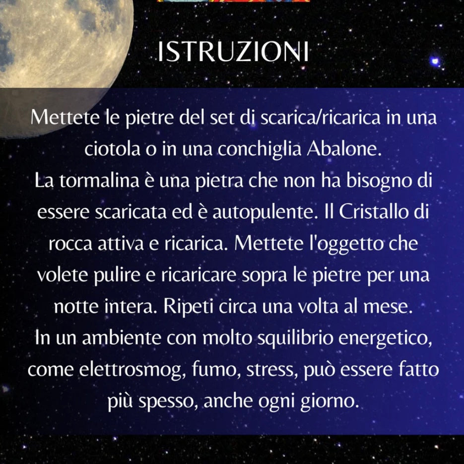 Samsara Kit Pietre di Purificazione per Caricare e Scaricare Minerali Qualità A - Cristallo di Rocca e Tormalina nera carico/scarico