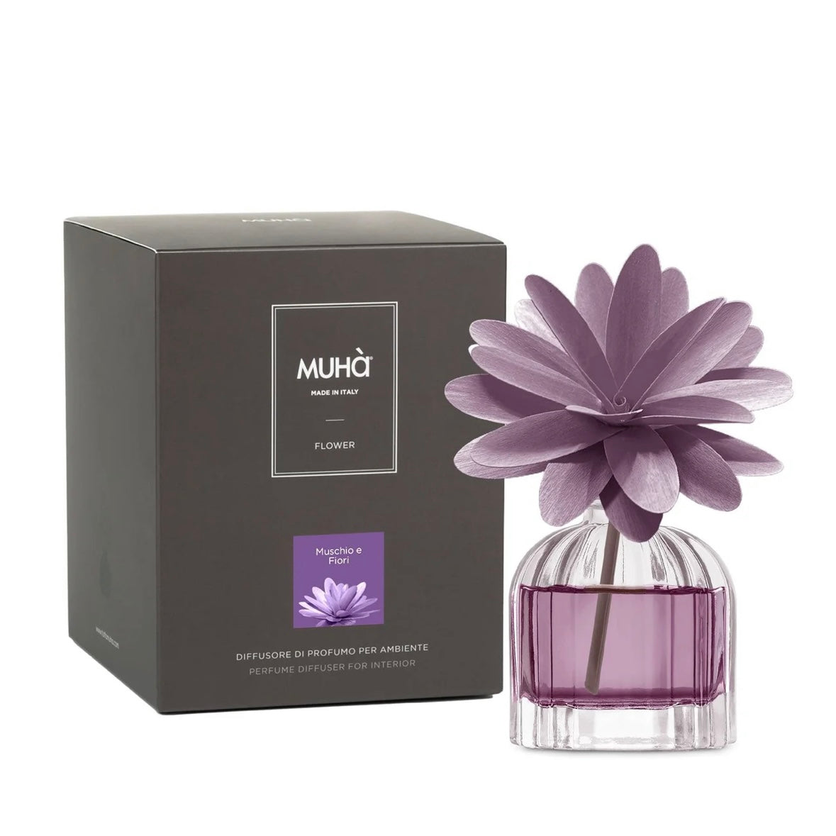 MUHÀ Flower Diffuser Profumatore d'ambiente con fiore - Muschio e Fiori