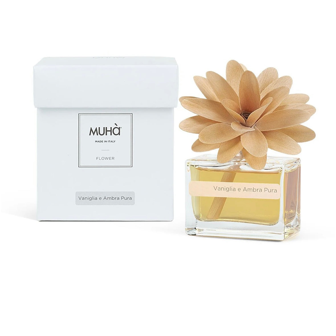 MUHÀ Flower Diffuser Profumatore d'ambiente con fiore - Vaniglia e Ambra pura