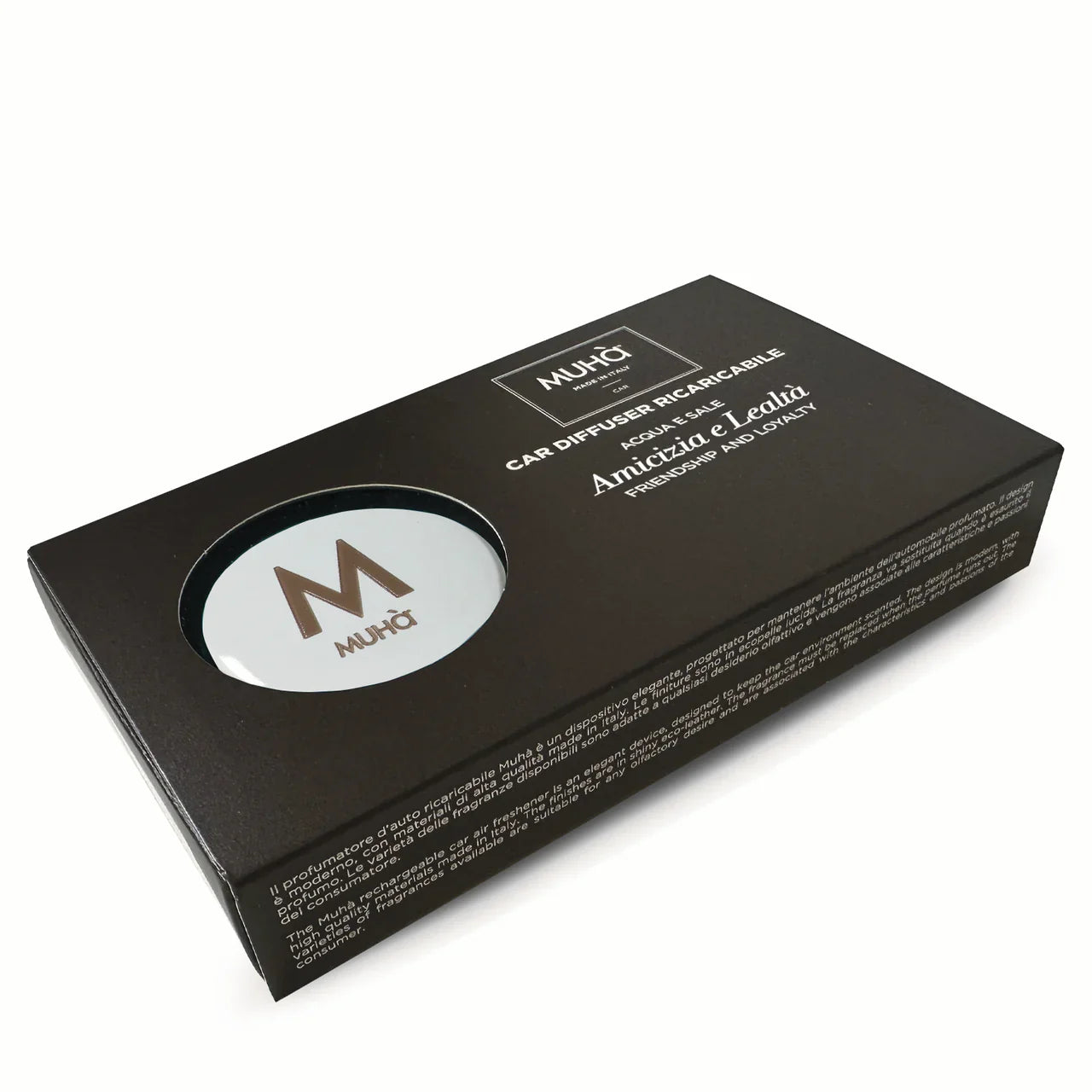 MUHÀ Car Diffuser ricaricabile Acqua e Sale - Profumatore d'auto Amicizia e Lealtà