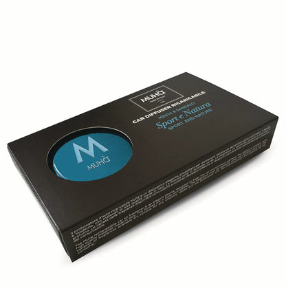 MUHÀ Car Diffuser ricaricabile Menta e Sandalo - Profumatore d'auto Sport e Natura