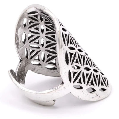 Anello Fiore della Vita in Ottone senza Nichel - Colore argento - clorophilla-shop