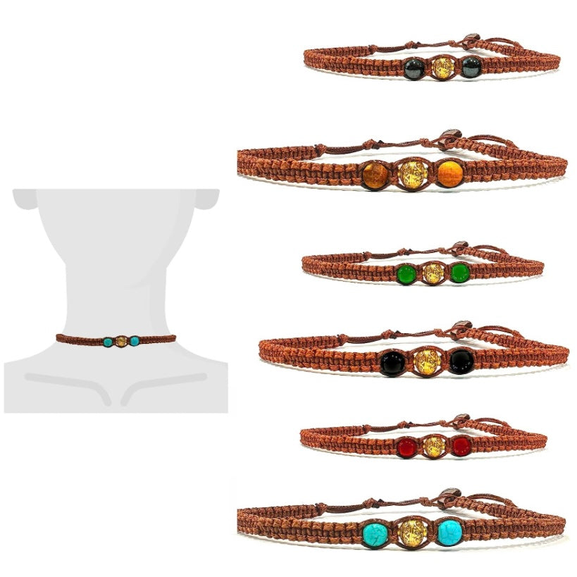 Samsara Collana Girocollo tibetano in Pietre ed Ottone 100% artigianale - MADREPERLA - SamsaraFragrances