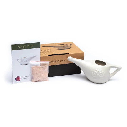 Neti Pot in ceramica Tradizione Ayurvedica - Sale Himalayano incluso - clorophilla-shop