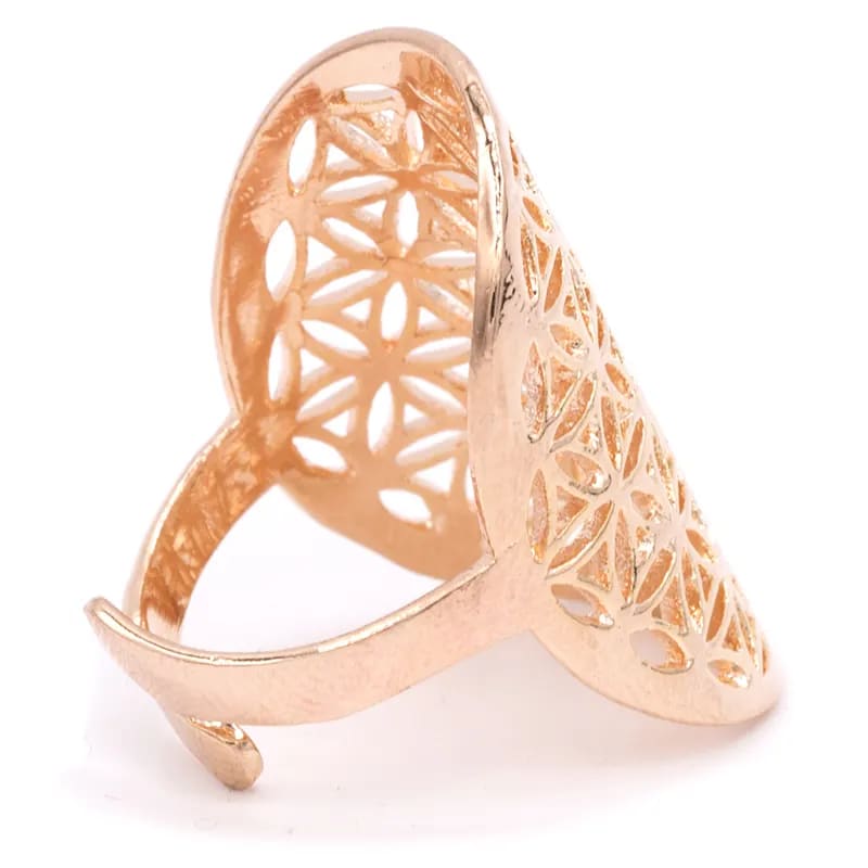 Anello Fiore della Vita in Ottone senza Nichel - Colore oro rosa - clorophilla-shop
