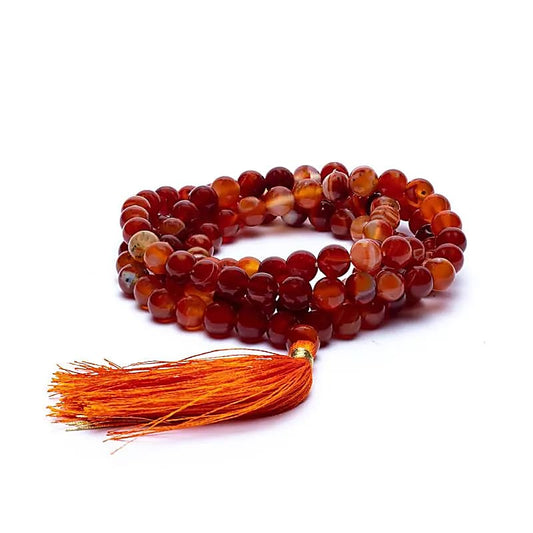 Mala Tibetana Corniola con Nappa - Collana Rosario 108 grani