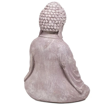Statua di Buddha in vetro cemento portalumino - bicchiere di vetro incluso - 20cm