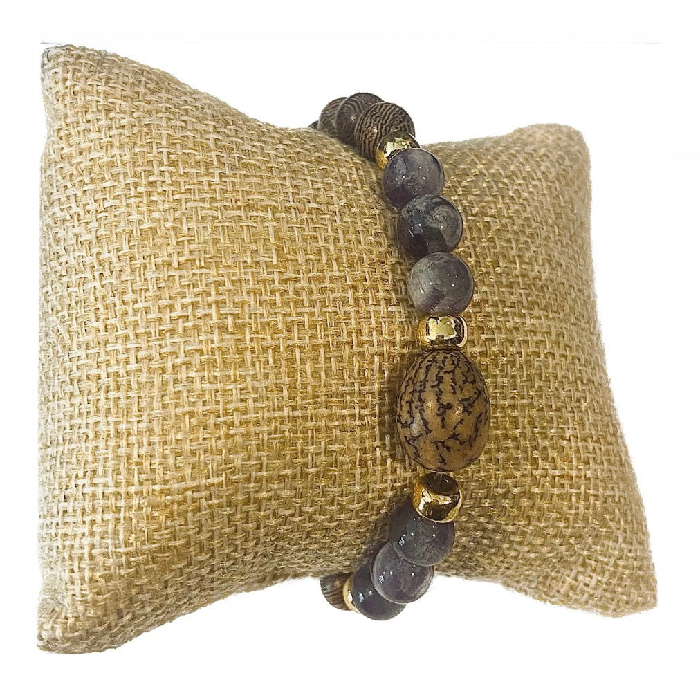 Mala bracciale in Legno Wengè con Pietre preziose - Diverse varianti