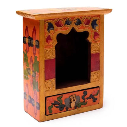 Altare in legno con cassetto - Dipinto a mano in Nepal - clorophilla-shop