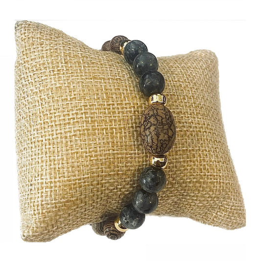 Mala bracciale in Legno Wengè con Pietre preziose - Diverse varianti