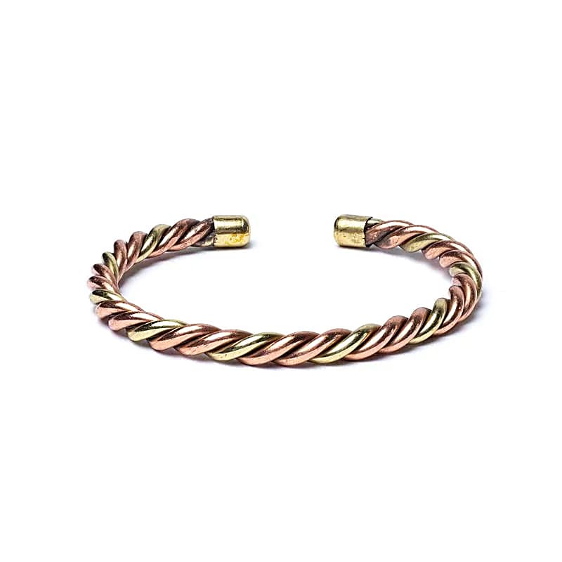 Bracciale intrecciato in rame e ottone - Bronzo/oro - clorophilla-shop