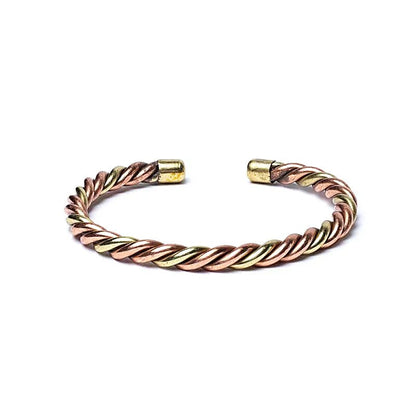 Bracciale intrecciato in rame e ottone - Bronzo/oro - clorophilla-shop