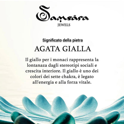 Samsara Collana Girocollo tibetano in Pietre ed Ottone 100% artigianale - AGATA GIALLA - SamsaraFragrances