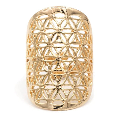 Anello Fiore della Vita in Ottone senza Nichel - Colore Oro - clorophilla-shop