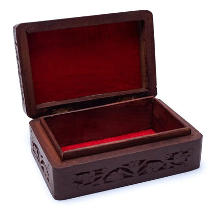 Scatola per Tarocchi in legno Stella e Luna - Intagliata a mano