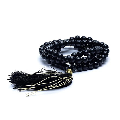 Mala Tibetana Shungite Qualità AA con Nappa - Collana Rosario 108 grani