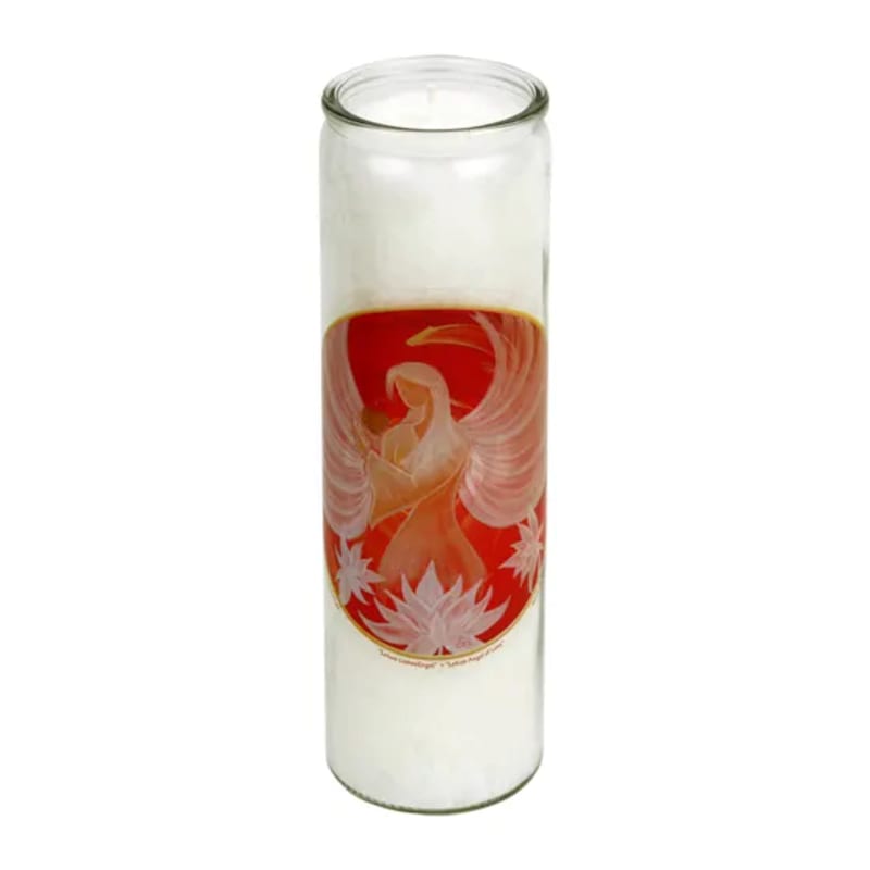 Candela Profumata Lotus Angel of Love in Vetro alla Stearina con immagine Angelo Di Loto D'amore - 21cm - Durata 100 ore - clorophilla-shop