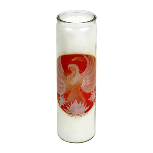Candela Profumata Lotus Angel of Love in Vetro alla Stearina con immagine Angelo Di Loto D'amore - 21cm - Durata 100 ore - clorophilla-shop