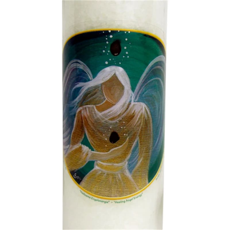 Candela Profumata Healing Angel Energy in Vetro alla Stearina con immagine Angelo Guaritore - 21cm - Durata 100 ore - clorophilla-shop