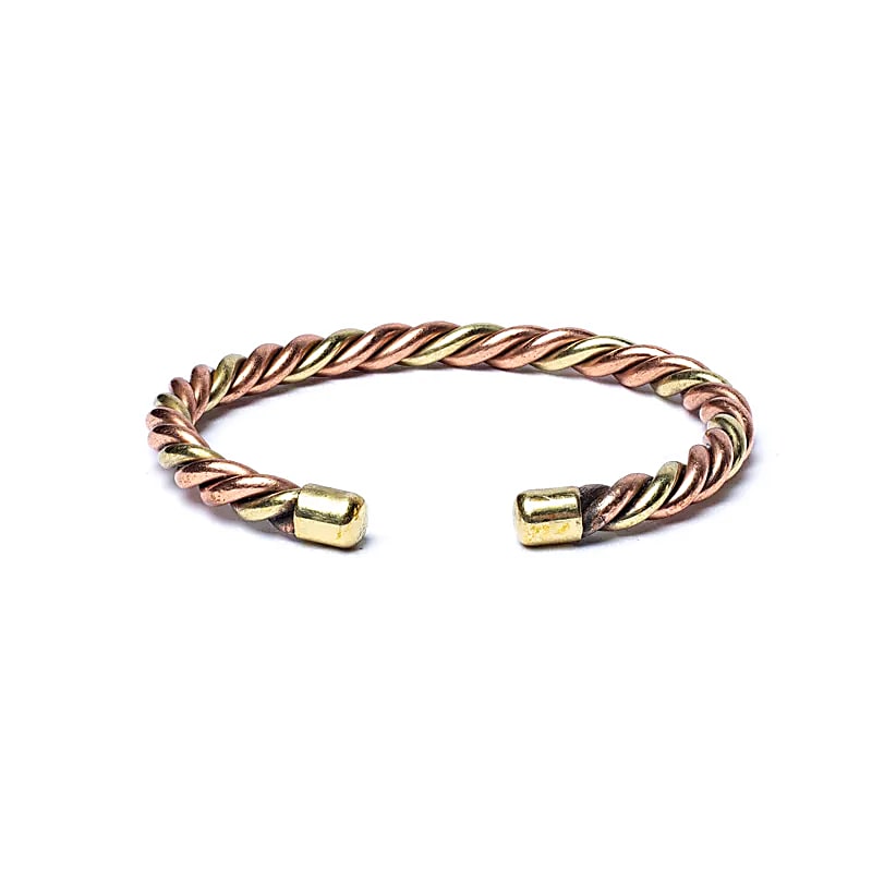 Bracciale intrecciato in rame e ottone - Bronzo/oro - clorophilla-shop