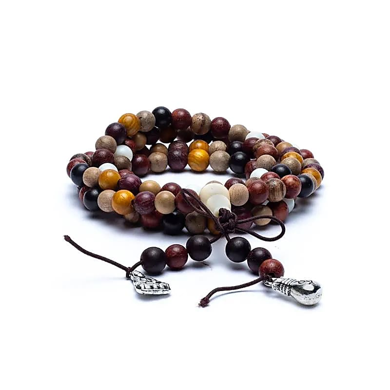 Mala Tibetana in 4 Legni con filo elastico - Collana Rosario 108 grani