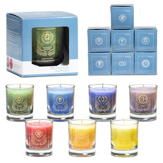 Candele Votive in Vetro ARCANGELO Profumate con Oli Essenziali in Confezione Regalo - Diverse Varianti - clorophilla-shop