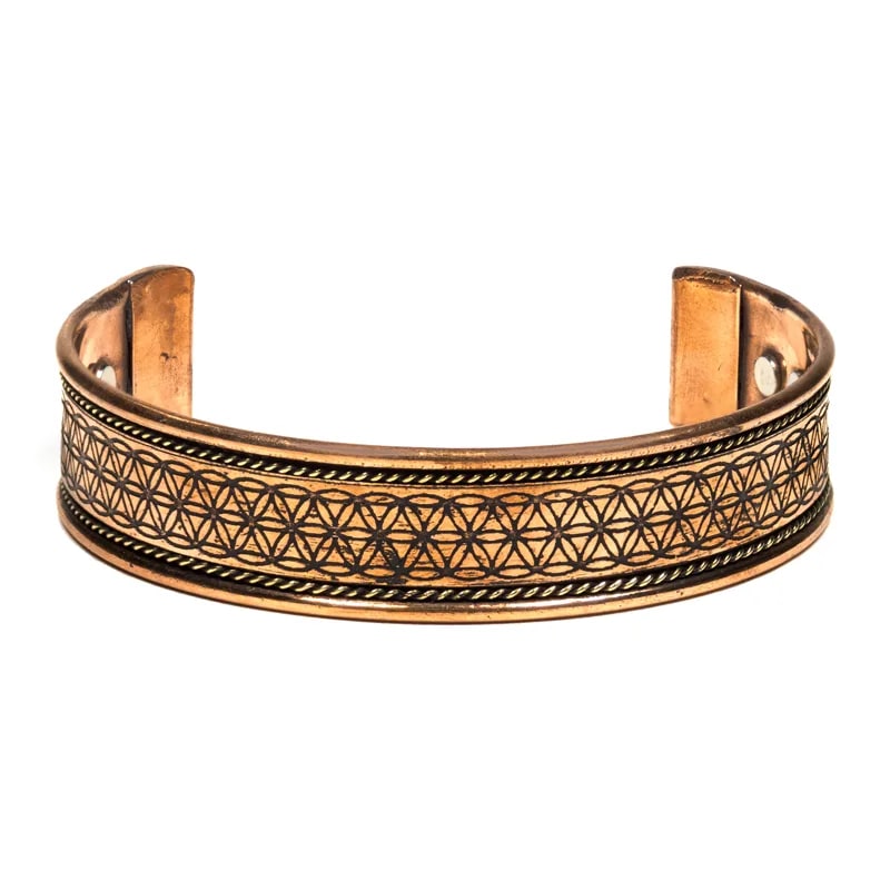 Bracciale Magnetico in rame con Fiore della Vita - clorophilla-shop
