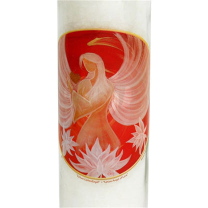 Candela Profumata Lotus Angel of Love in Vetro alla Stearina con immagine Angelo Di Loto D'amore - 21cm - Durata 100 ore - clorophilla-shop