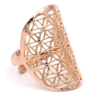 Anello Fiore della Vita in Ottone senza Nichel - Colore oro rosa - clorophilla-shop