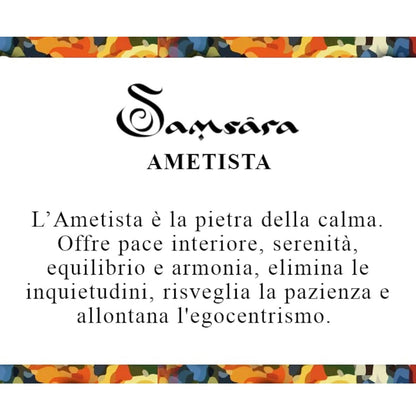 Samsara Collana Girocollo tibetano in Pietre ed Ottone 100% artigianale - AMETISTA - SamsaraFragrances