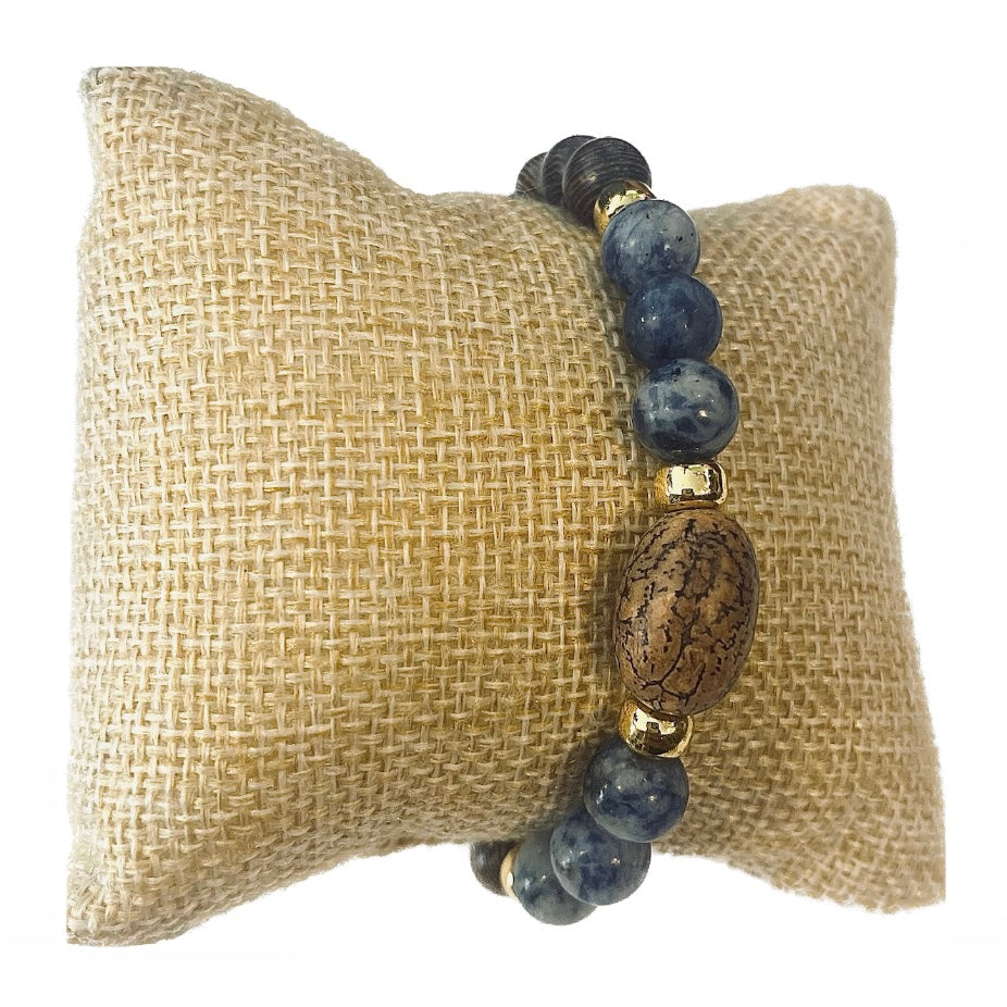 Mala bracciale in Legno Wengè con Pietre preziose - Diverse varianti