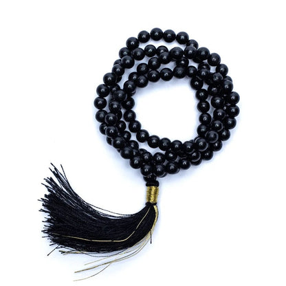 Mala Tibetana Shungite Qualità AA con Nappa - Collana Rosario 108 grani