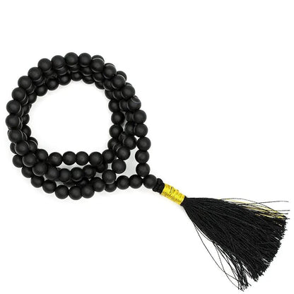 Mala Tibetana Shungite Qualità AA con Nappa - Collana Rosario 108 grani