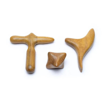 Set Massaggio in Legno di Sandalo per corpo, viso, mani e piedi - sacchetto da 3pz