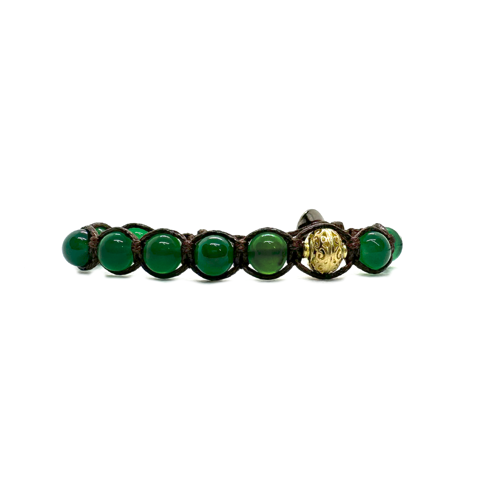 Samsara Kids Bracciale Tibetano Buddista per Bambino/Bambina – Shamballa con Pietra Agata Verde - Filo in Cotone Cerato Marrone - SamsaraFragrances