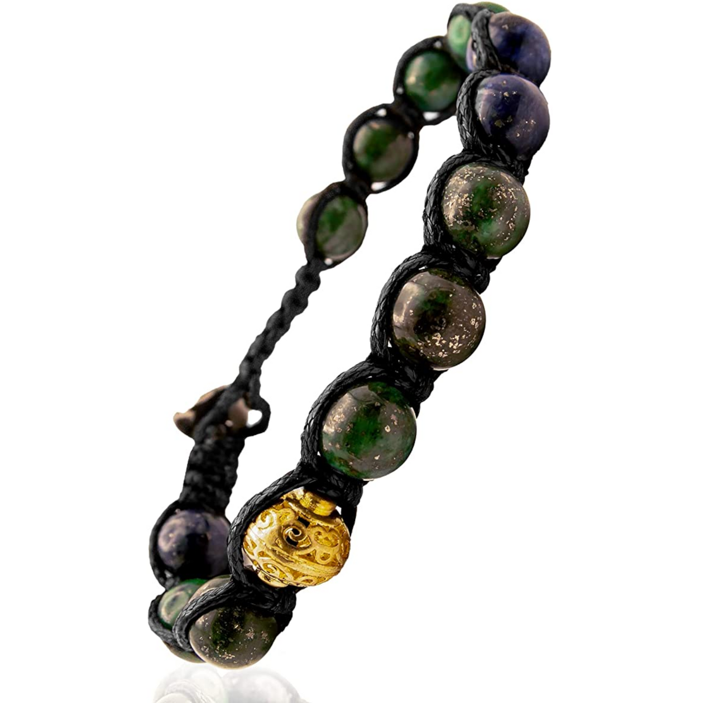 Samsara Bracciale con Lapislazzuli Afgano - Shamballa Tibetano Buddista - Filo in Cotone Cerato, Vari colori