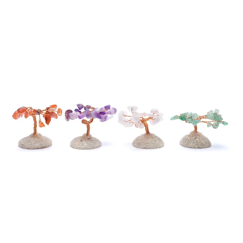 Albero decorativo in Pietra - Ametista, Corniola, Avventurina e Quarzo Rosa - clorophilla-shop