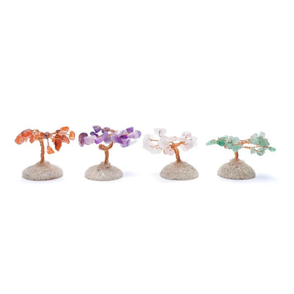 Albero decorativo in Pietra - Ametista, Corniola, Avventurina e Quarzo Rosa - clorophilla-shop