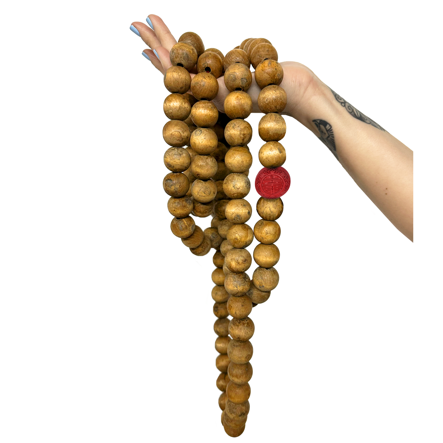 SAMSARA Japamala Oversize - 1 metro - in Legno 108 Grani | Mala Tibetano Tradizionale di grandi dimensioni per Preghiera e Protezione - 4cm diametro