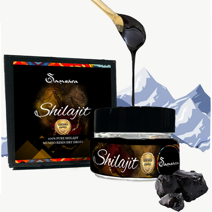 Shilajit Resina Mumijo Puro 100% - Montagne Altai | Certificati Internazionali | 65+ Acido Fulvico, 85 Minerali, Energia Fisica e Benessere - Dosatore, E-guida e Bugiardino (10g) - SamsaraFragrances