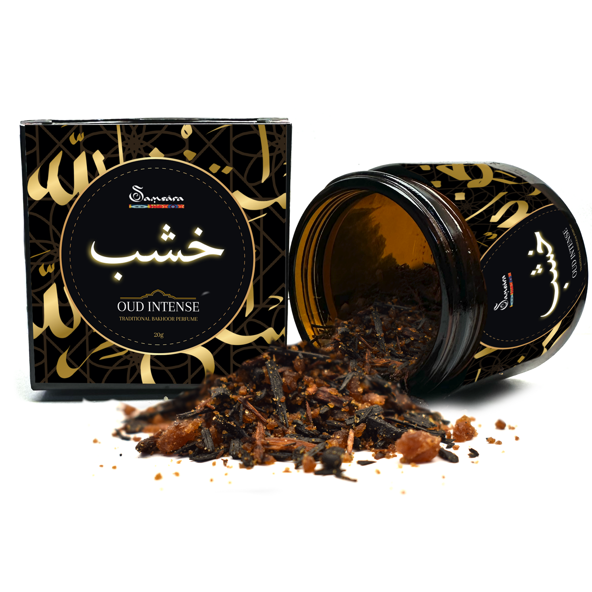 Samsara Profumo Arabo solido Bakhoor con legno di Oud ultra Persistente | Profumo per Corpo, Capelli ed Indumenti - RESIN OUD | 20g - Made in Dubai - SamsaraFragrances